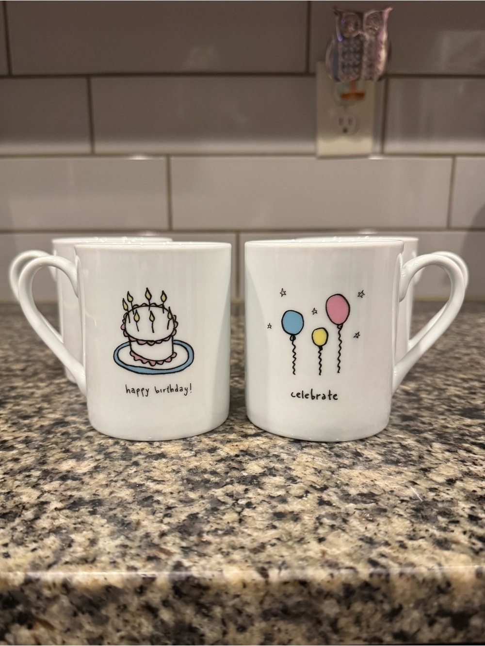 Set Of 4 Happy Birthday Party Celebrate Porcelain Mugs By I. Godinger & Co